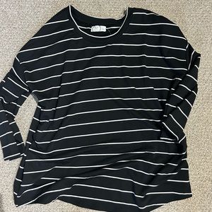 Black with white stripes long sleeve shirt